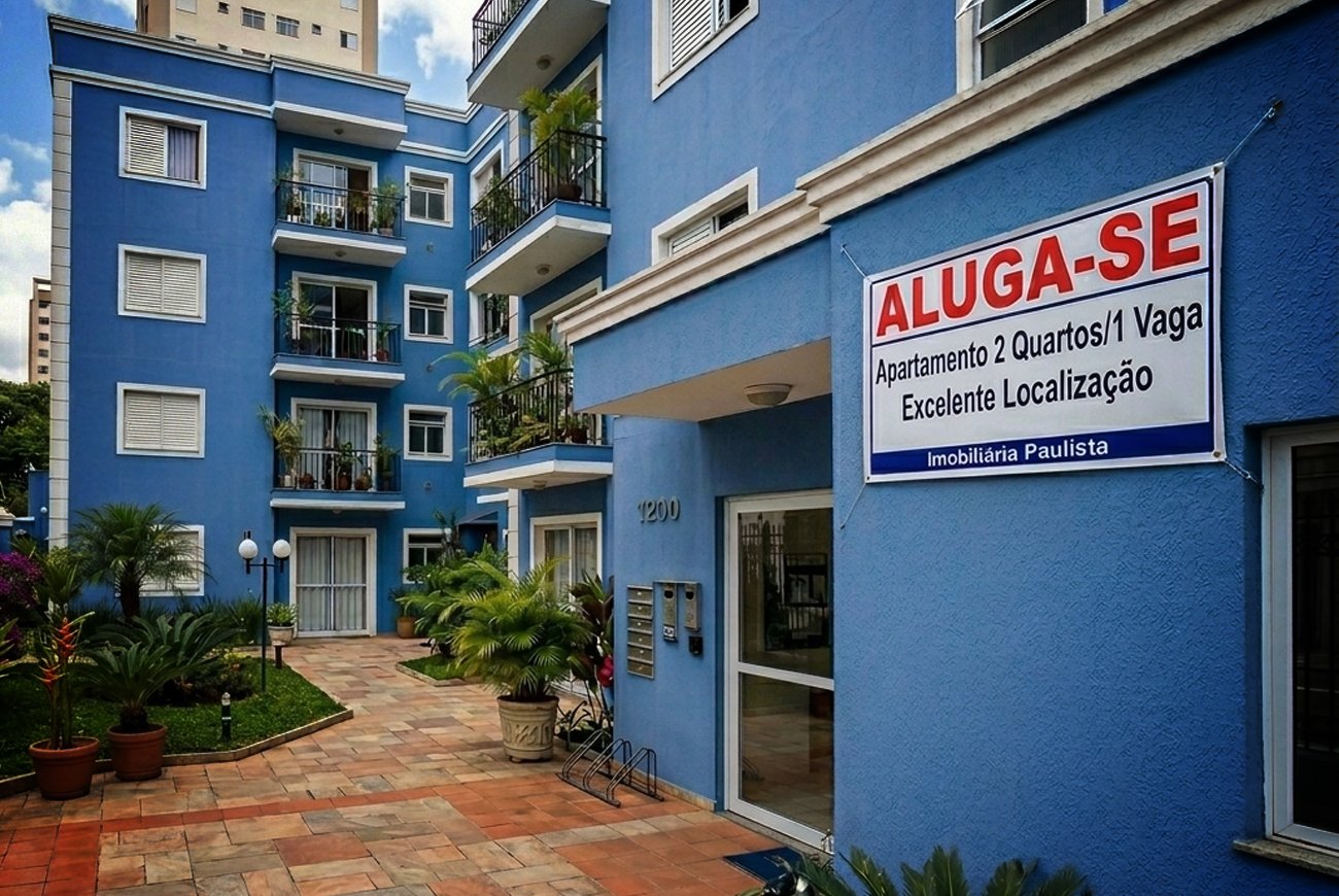 Contraste entre prédios residenciais e comunidade urbana em cidade brasileira