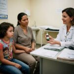 Criança com epilepsia refratária em consulta médica, representando o acesso ao canabidiol pelo SUS