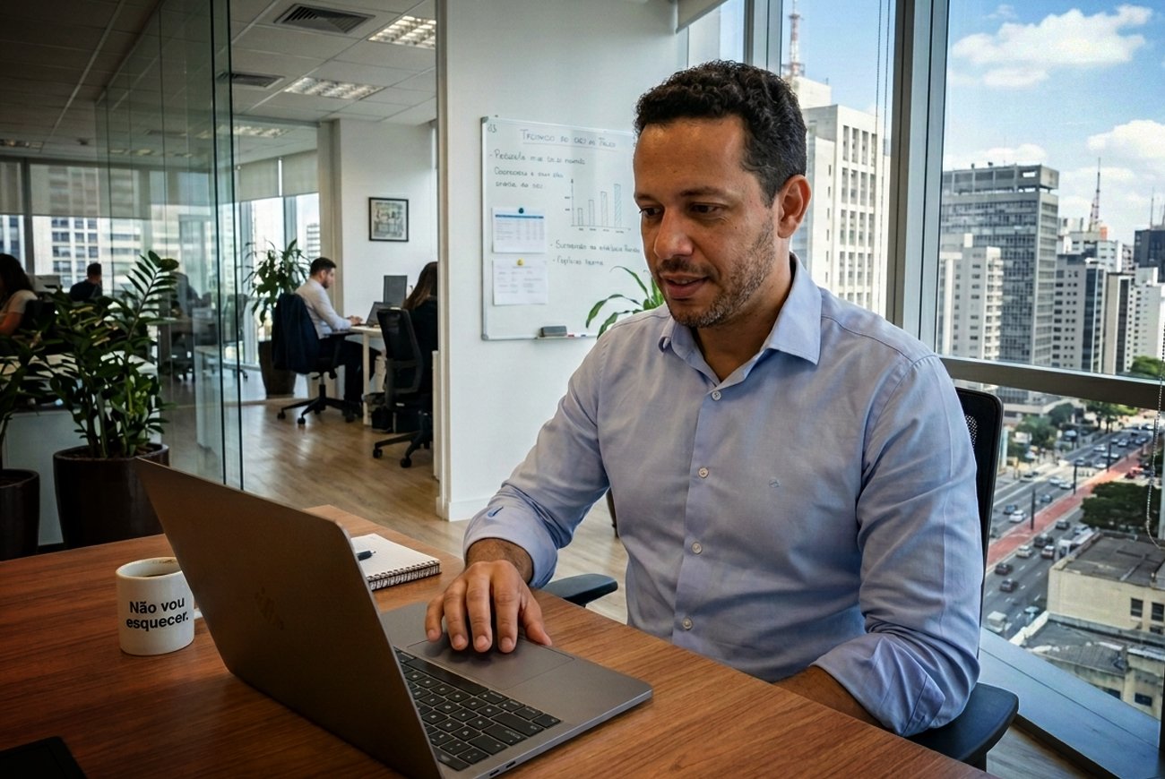 Tela do portal INSS Empresa com dados de afastamento de funcionário acessados por computador