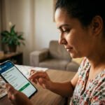 Pessoa consultando o aplicativo Meu INSS no celular para emitir guia de contribuição como segurado facultativo